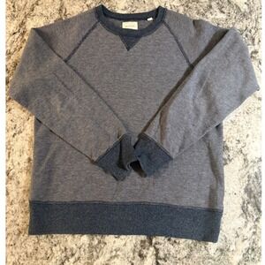 Billy Reid Men's Striped Crewneck Raglan Sleeve Sweatshirt Blue Medium